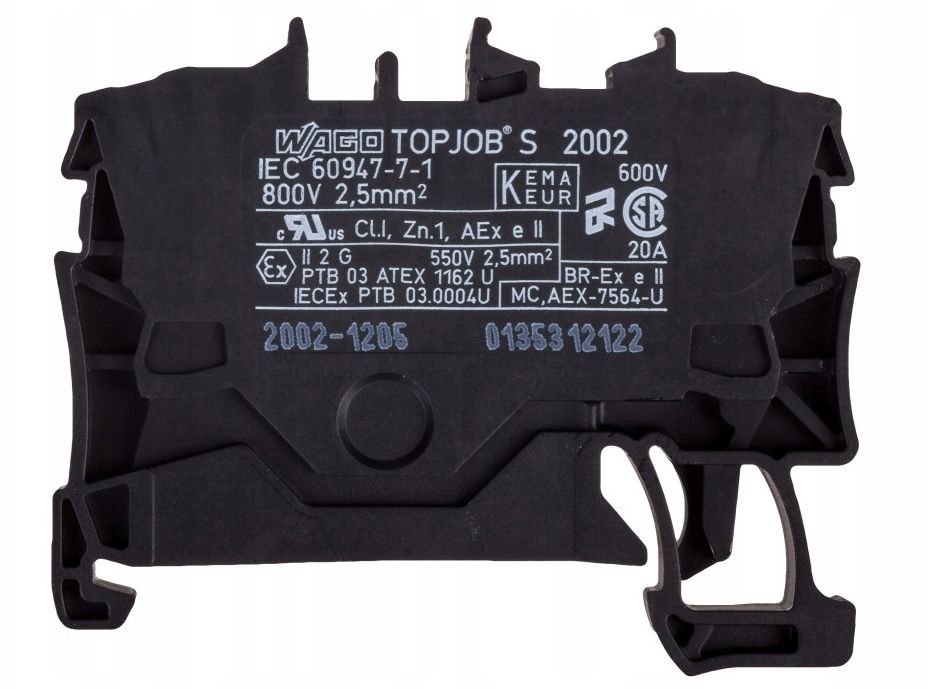 Złączka szynowa 2002-1205 2‑przewodowa 2,5mm2 czarna