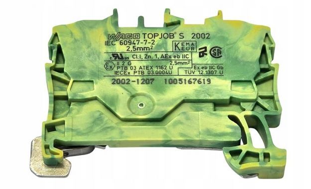 Złączka szynowa ochronna 2002-1207 2,5mm2 żółto‑zielona